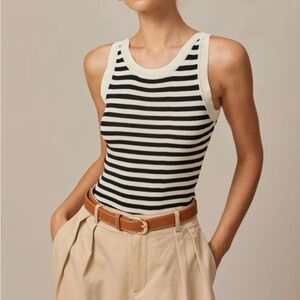 RIHOAS Black and White Striped Tank Top